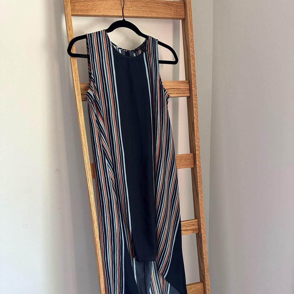Blue & Tan Striped Dress